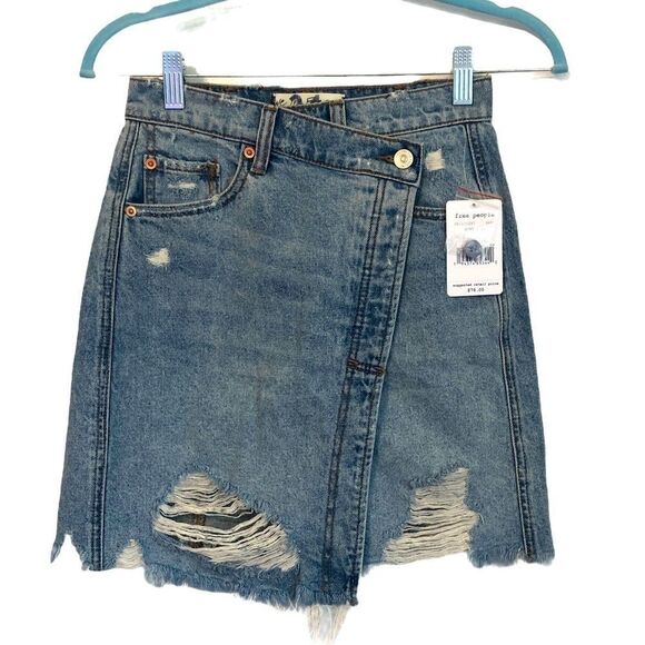FREE PEOPLE Parker Denim Wrap Skirt.Size 24 - Picture 5 of 13